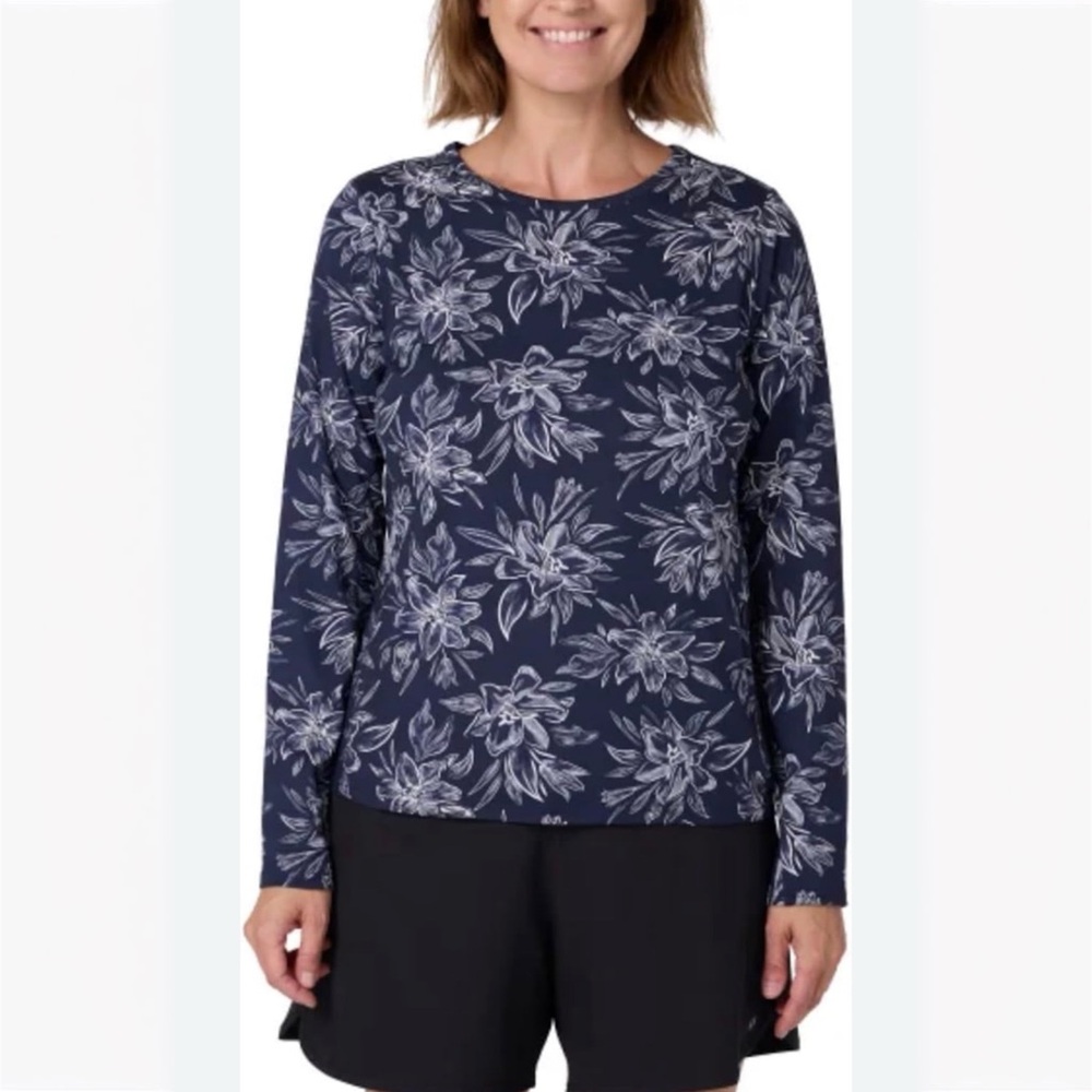 NWT Hang Ten Navy Floral Long Sleeve Top Size L